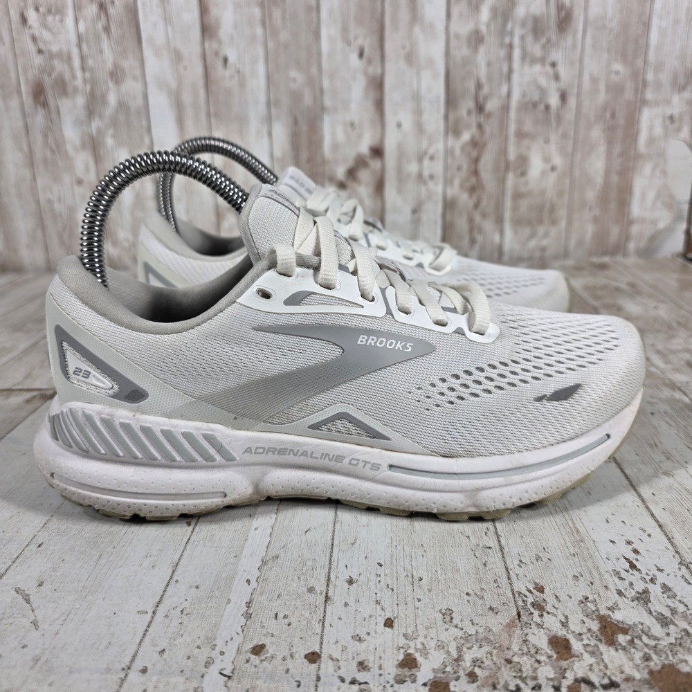 Brooks Adrenaline GTS 23 Womens Running Shoes White Grey 1203811B104 Size 6.5